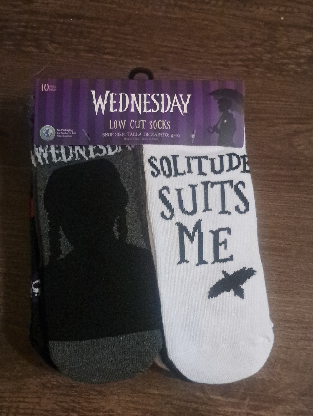 Wednesday Addams 10-Pack Low Cut Socks Women's Shoe Size 4–10 NEW
